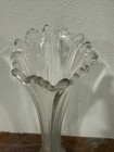 Vintage Clear Glass Swung Vase Ribbed Fluted Ruffled Rim 15  Tall