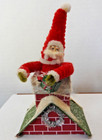  2  C 1930 Antique Pipe Cleaner Santa Claus Chimney Germany Japan Celluloid Face