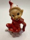 Vintage Christmas Pixie Santa   s Elf Sitting Japan Mcm Ceramic Figurine 1950   s