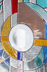 Frank Lloyd Wright Insprd Tiffany Style Stained Glass Window  24 By 11 Inches