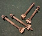 4 Original Antique Cast Iron French Bed Bolt  Nut   Washer New Old Stock 1930s