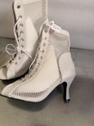 Dance And Sway Women s White Mesh Lace-up Open Toe Dance Boots Heels