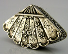 Pretty Belgian 800 Solid Silver Fan Shaped Box C1900 Antique