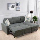 Glasflenth Sectional Sofa Bed  83 Inch L Shaped 83 6 l 54 5 w 33 8 h Dark Grey
