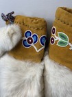 Vintage Beaded Mukluks Moccasin Boots Fur Trim Native American - Leather   Denim