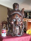 Old 20  Tall Chinese Diety Warrior Mask W 3-glass Eyes Third Eye Carved Rosewood
