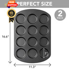 Tiawudi Muffin Top Pan  12 Cavity Cupcake 3 Inch Nonstick 12 Cup  Gray 