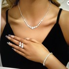 Women s Necklace Earrings Bracelet Set Rhinestone Fashion Jewelry Wedding Prom