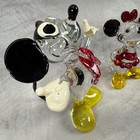 Vintage Hand Blown Glass Mickey   Minnie Mouse Figurine Pair Yellow Shoes Red
