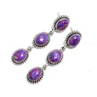 925 Starling Silver Shandmade Stamped Purple Copper Turquoise Earrings