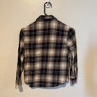 Old Navy Boys Medium Black Beige White Plaid Flannel Button Down Shirt M 8