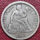 1875 Seated Liberty Dime 10c Love Token   B B    84001