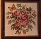Vintage Floral Counted Cross Stitch Beautiful Matte And Custom Frame 15 X 15