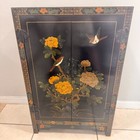 Mid Century Chinese Console Cabinet Double Doors Interior Shelf Hand Painted