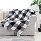 Black White Buffalo Plaid Decor Blanket  50 X 60 Inches Black And White Plaid