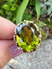 Vintage 10k Yellow Gold Oval Cut Synthetic Olive Green Spinel Ring Custom Made