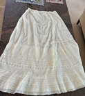 Antique Edwardian White Cotton Lace Lawn Tea Skirt  15  Waist Gloves Collar