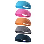 5 Pack Elastic Sports Headbands Sweat Wicking Non-slip Unisex Yoga Fitness