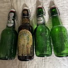 Empty Grolsch Swing Top Green brown Beer Bottle W seals 9  Tall Bottle 4 Ct