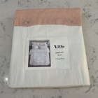 Villa By Noble Excellence 2 King Pillow Shams White   Blush Greek Key Cotton New