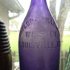 Taylor   Williams Whiskey Louisville Amethyst Hand Blown 1890s Quart Bottle