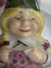 Gnome Woman Knitting fairy Garden Figurine thimble- Unieboek  B v  1979 Vintage