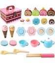 Lawcephun Montessori Wooden Tea Party Set For Little Girls  Age 3 To 6  30pcs