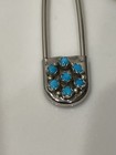 Vintage Navajo Natural Turquoise Flower Cluster Sterling Silver Keychain 3in 17g