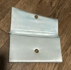 Vintage Light Blue Silver Evening Bag Satin-like Fabric W  Beaded Front   Strap