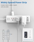5 Ft 6 Outlet 3 Usb White Power Strip Surge Protector Wall Mounted Flat Plug