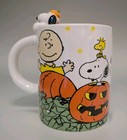 Peanuts Halloween Mug Orange Pumpkin Charlie Brown Friends