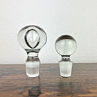2x Vintage Crystal Glass Decanter Bottle Stopper  Clear Round Ball Stoppers Only