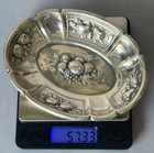 Beautiful Little Sterling Silver 925 Oval Dish Repousse Fruits-5 1 8 X 4  X 7 8 