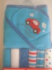 Baby Boys  Go For A Ride Cute Soft Hooded Towel Set With 6 Washcloths By Kidgets