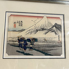 19th Century Hiroshige Ando Tokaido Road  14 Morning Fuji Japan Woodblock Print