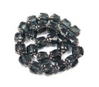 20 Czech Glass Antique Style Octagonal Cathedral Beads - Silver Montana Blue 6mm