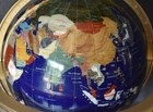 20  Handsome World Globe Semi Precious Stones Inlaid Lapis Brass Stand Compass