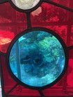 Antique Abstract 20   x12    Leaded Wavy Glass Window Panel W Large Rondels  5