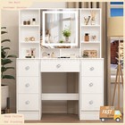 Vanity Desk Makeup Vanity Dressing Table With Led Lights Mirror And 7 Drawers