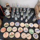 Lot Of German Beer Steins  Shot Glasses  Beer Glasses  And Coasters 1960 To 1965