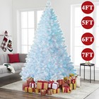 4 5 6 7ft Artificial Holiday Christmas Tree Spruce With Blue Led Lights Stand Us