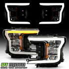 For 2018-2020 Ford F150 Black Led Tube Switchback Signal Headlights Headlamps