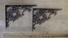 2 Vntg Cast Iron Shelf Brackets 9-7 16  X 6-15 6  8 Pt  Floral Design lot 2