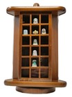 Thimble Display Case Revolving Rotating 3 Sided 54 Wood Slot Miniature Trinket