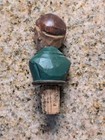 Vintage Art Wood Carved Yakker Man Wine Bottle Pourer Stopper Cork 