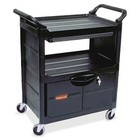 Rubbermaid Commercial Fg345700bla Enclosed Service Cart  Plastic  200 Lb Load