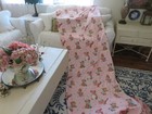 Adorable Never Used Juvenile Barkcloth Era Fabric Cute Bears On Baby Pink Cotton