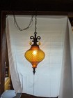 Mid Century Modern Swag Retro Lamp Light Chandelier Amber Mcm Lighting Old 70s