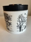 1960 s Milk Glass Maxwell House Coffee Container Black   White Winter Scene 5 