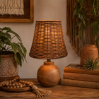 Vintage Brown Wicker Rattan Empire Lamp Shade 4x6x5 5 Boho
